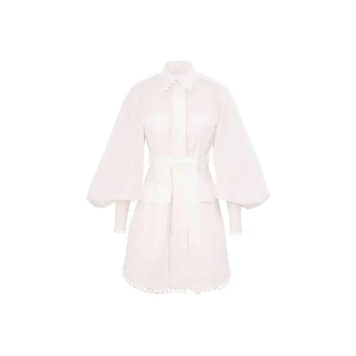 Zimmermann SS25 Длинное Платье с Длинными Рукавами Женское Белое