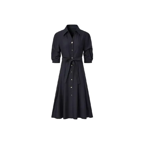 PEACEBIRD Длинное платье с длинным рукавом женское черное