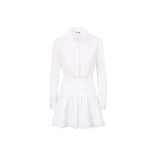 Staud Длинное платье с длинными рукавами женское белое