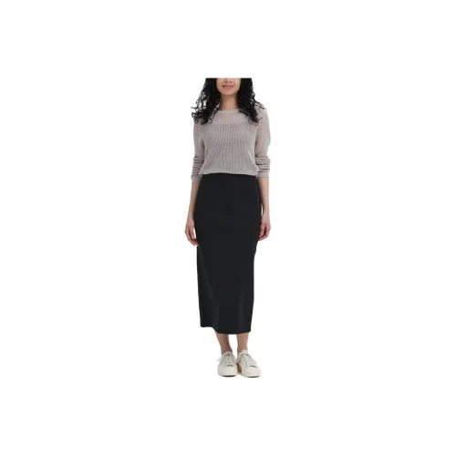 UNIQLO Черные Женские Повседневные Длинные Юбки