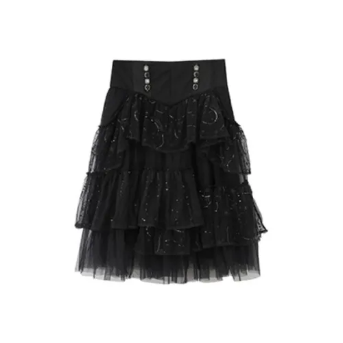 LULUALWAYS Черная Женская Повседневная Длинная Юбка