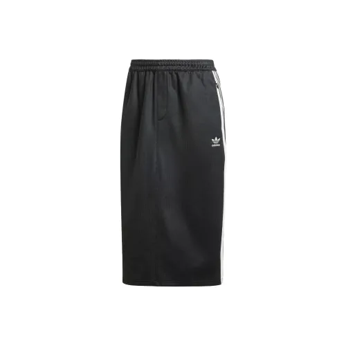 Adidas Originals 3 Stripes Юбка Повседневная Длинная Юбка Женская Черная