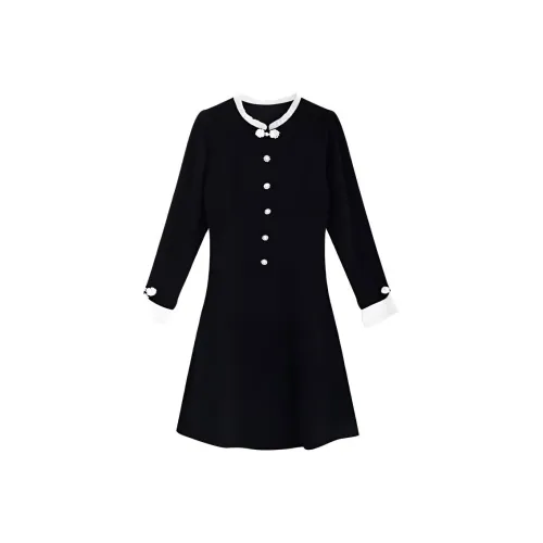 DOSOHEB Длинное платье с длинными рукавами женское черное