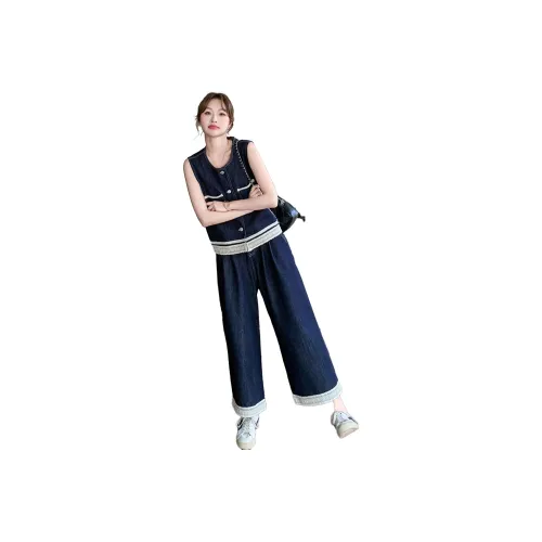 TEME Повседневный костюм женский джинсовый синий