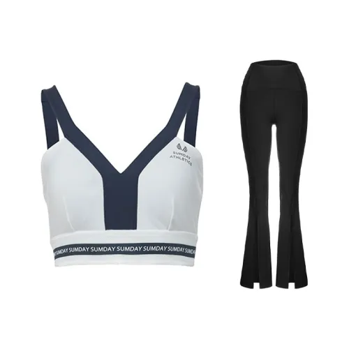 Sumday Athletics Набор Белый Свитшот + Черные Брюки Женские Фитнес-комплекты