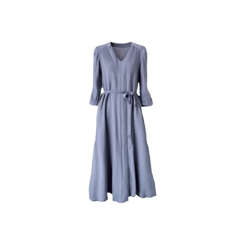 LUYOUYE Длинное платье с длинными рукавами женское туманно-светло-синий