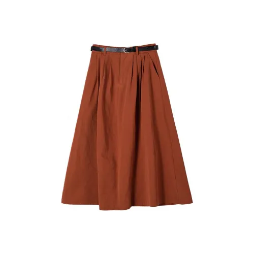 D.SIGN Повседневный Длинный Юбка Женские Коралловый Золотой