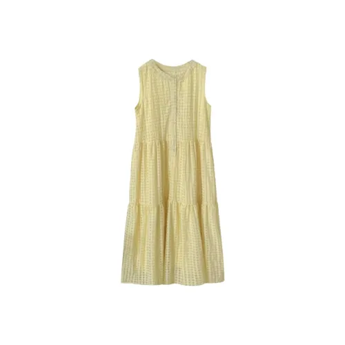 Yvetteclassic Без рукавов Платье Женское Желтое
