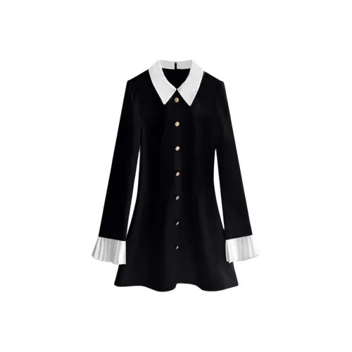 AFGGD Длинное платье с длинными рукавами женское черное