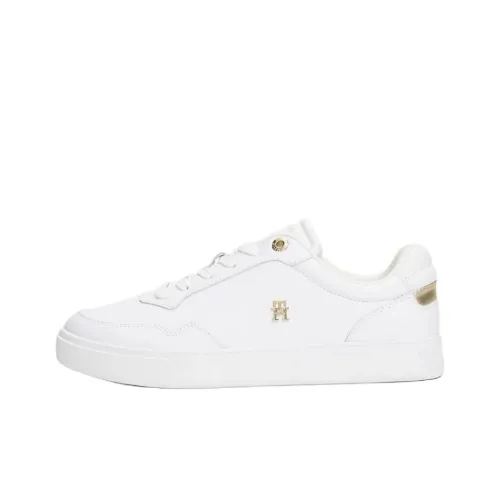 Tommy Hilfiger TH Monogram Low Топ Кроссовки для скейтбординга Женские Белые Золотые