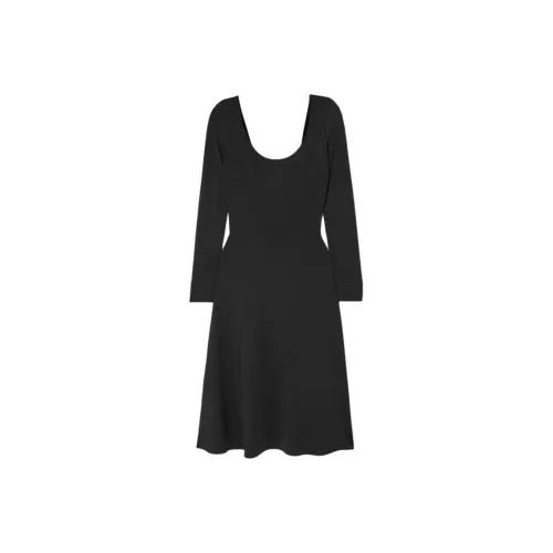 Ralph Lauren Черное Женское Длинное Платье с Длинным Рукавом