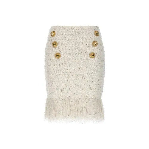 BALMAIN SS24 Повседневные короткие юбки Женские Экрю