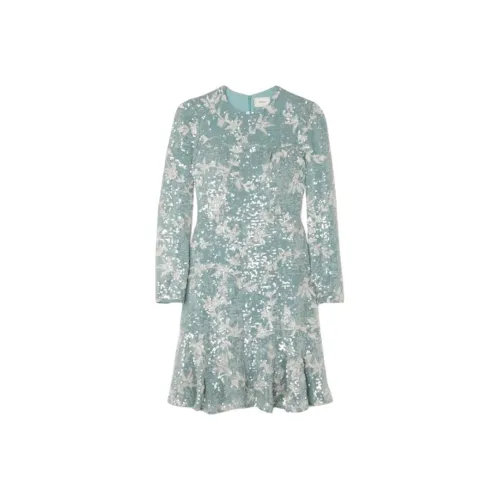 Erdem Длинное платье с длинными рукавами женское синее