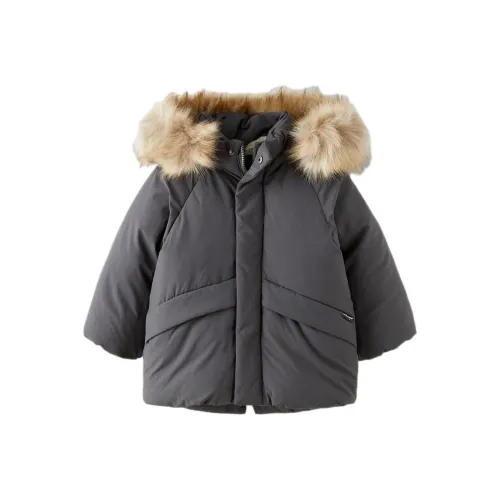 ZARA Хлопковый пуховик Темно-серый для младенцев и малышей