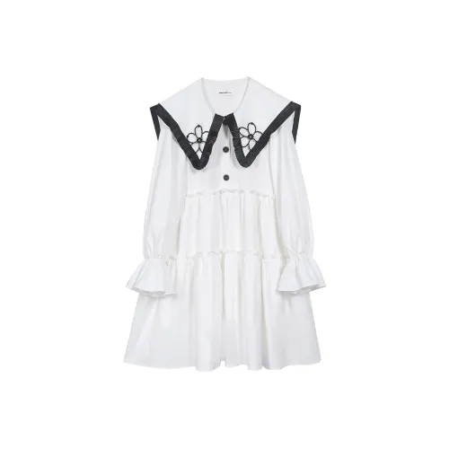 LCEVHZ'S Длинное платье с длинными рукавами женское белое