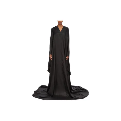 RICK OWENS Черное Женское Длинное Платье с Рукавами