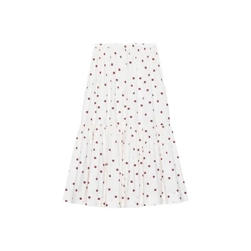 GANNI Хлопковый поплин Maxi Flounce Юбка Повседневный Длинный Юбка Женская Белая