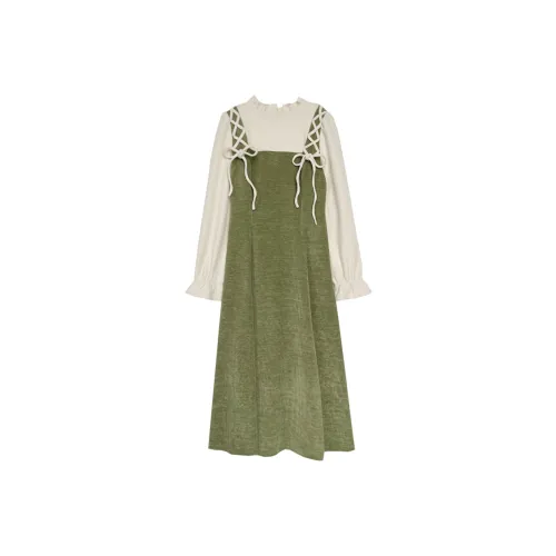 PAZZO Длинное платье с длинными рукавами женское зеленое