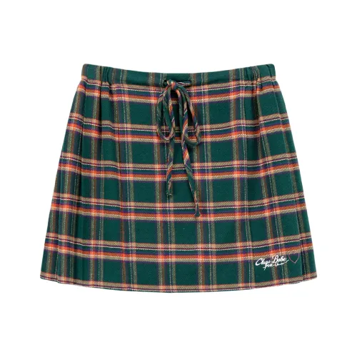CHUU Зеленая клетка Женские Повседневные короткие юбки