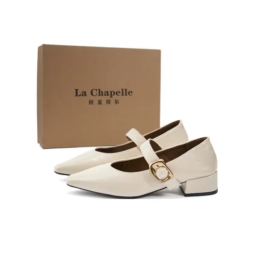 La Chapelle Грубый каблук Туфли Мэри Джейн 3,4CM Женские Бежевый