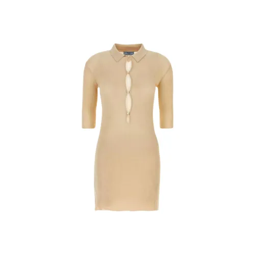 PRADA Длинное платье с длинными рукавами женское бежевый