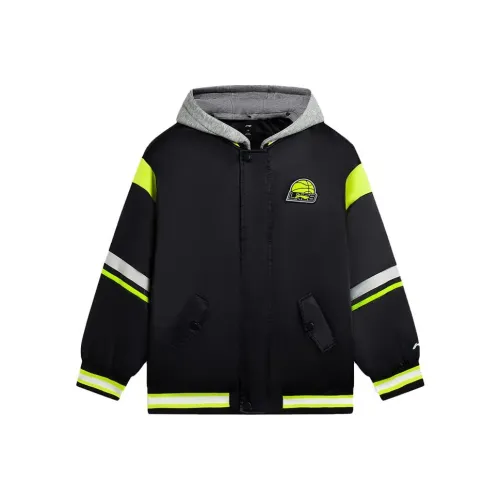 LINING YOUNG Logo Letter Пэчворк Молния С капюшоном Свободный крой Длинный Баскетбол Подростки