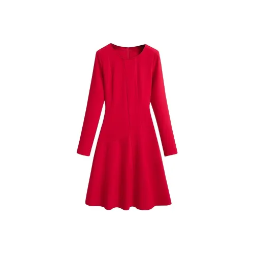 Silky Queen Длинное платье с длинными рукавами женское красное