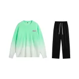 Set (Green White Top + Black Casual Pants)  
Комплект (Зеленый Белый Топ + Черные Повседневные Штаны)