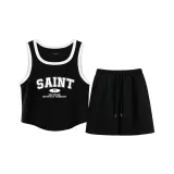 Black (Преппи Seven Белый Центральный Логотип) + Черный (Однотонный)