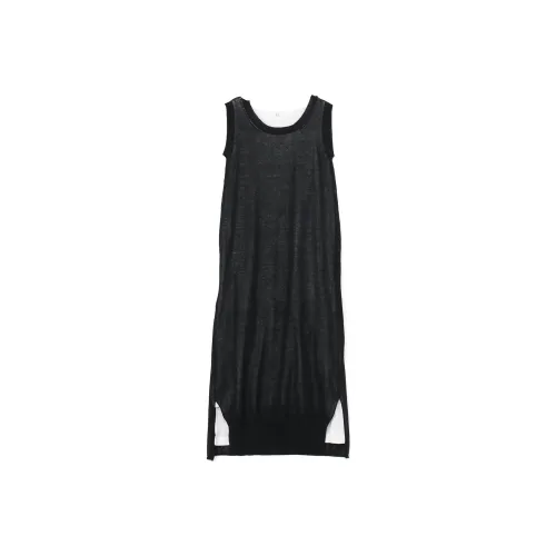 Yohji Yamamoto Черные/Белые Женские Платья без Рукавов