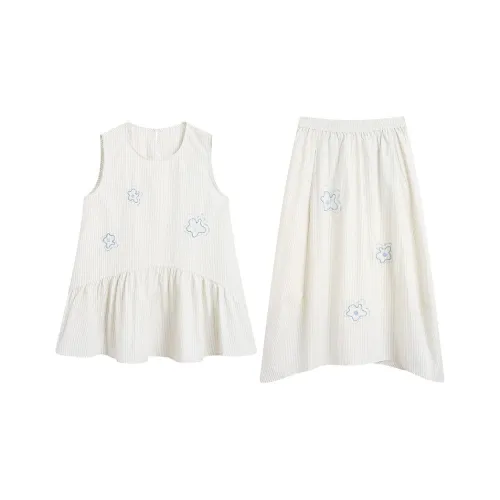 ZIHAN Повседневный костюм Женская Белая Основа Синие полосы