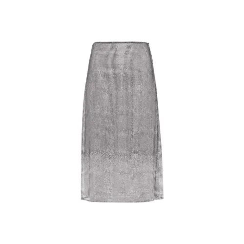 PRADA Повседневный Длинный Юбка Женская Серебряная