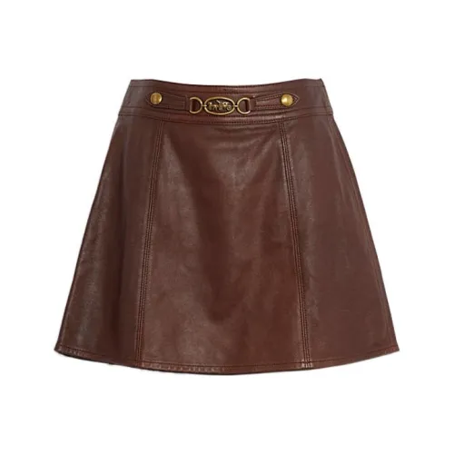 COACH Кожаные короткие юбки Женские Коричневый