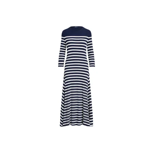 Polo Ralph Lauren SS24 Длинное платье с длинными рукавами женское темно-синий