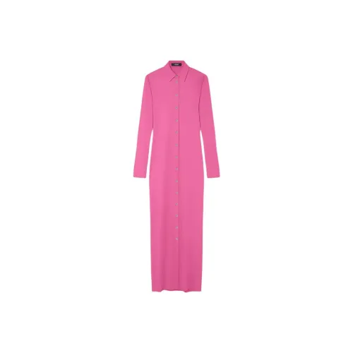 VERSACE Длинное платье с длинными рукавами женское розовое