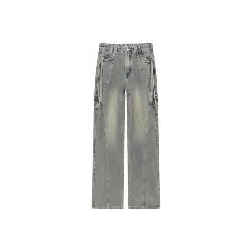 NO ONE ELSE Серо-голубые унисекс джинсы