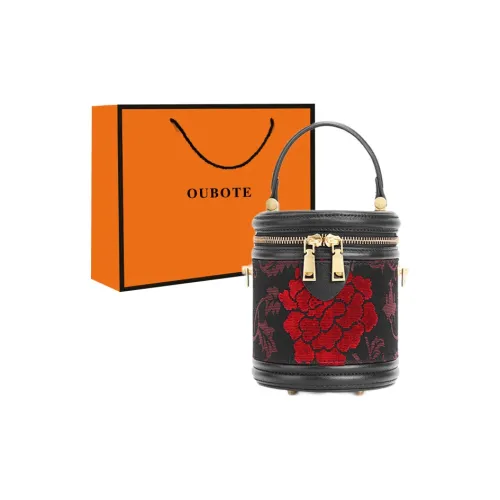 OUBOTE Zhangzhou Плюшевый с коровья кожа ведрообразная сумка женская черный