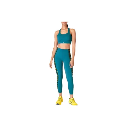 Sweaty Betty Спортивные брюки Женские Синий Желтый Леопардовый принт Пэчворк