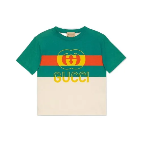 GUCCI Рубашка Cosmogonie SS23 Бежевый Зеленый Детский