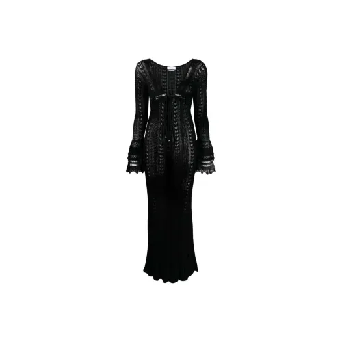 Blumarine Черное Женское Длинное Платье с Рукавами