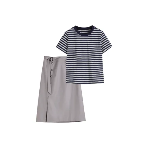 Hang Yi Court Комплект с юбкой Женские Синий Серый