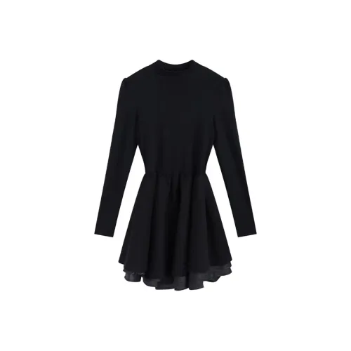 JOSR Длинное платье с длинными рукавами женское черное