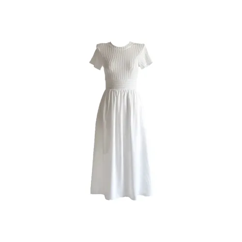 Yvetteclassic Короткий рукав Платье Женское Белое