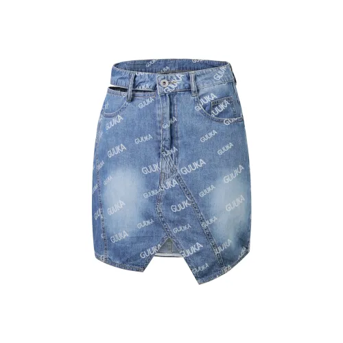 Guuka Hero Джинсовые короткие юбки Женские Светло-синие