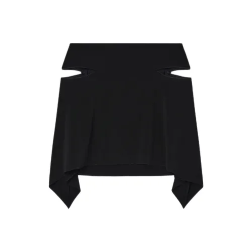 COURREGES SS24 ZIPPED Crepe Mini Skirt Повседневные короткие юбки Женские Черный Черный