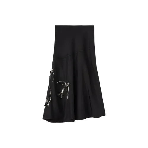 JIL SANDER Черные Женские Повседневные Длинные Юбки