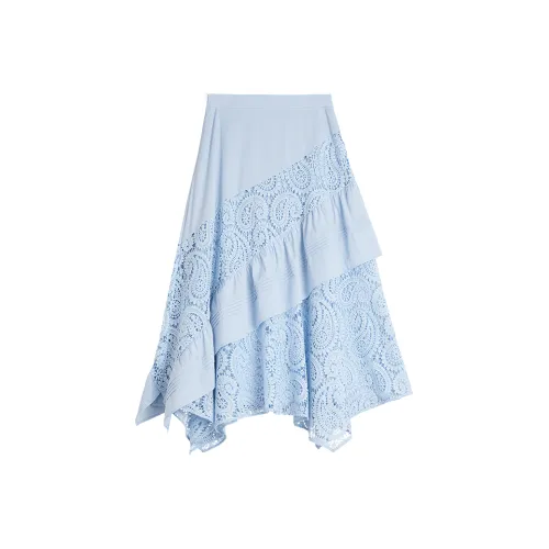 ELLE Повседневный Длинный Юбка Женская Синяя