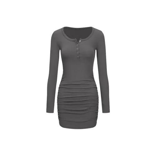 ABBY GODDESS Длинное платье с длинными рукавами женское серого цвета