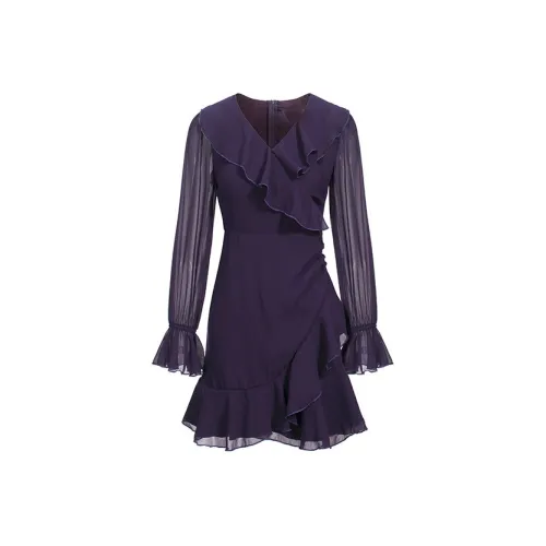 DOSOHEB Длинное платье с длинными рукавами женское фиолетовое