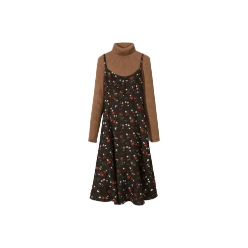 EICHITOO Комплект с юбкой Женские Темно-коричневый Узор